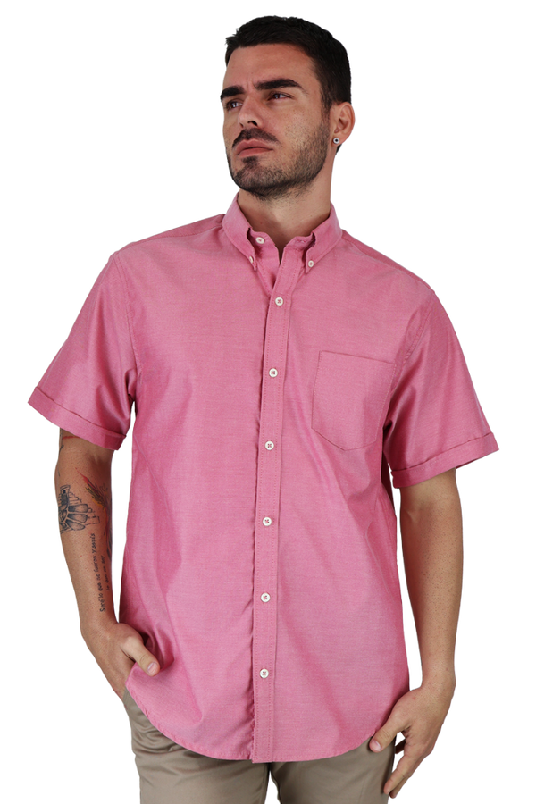 Camisa Corte Regular Color Rosado Con Bolsa Para Caballero